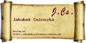 Jakubek Csinszka névjegykártya